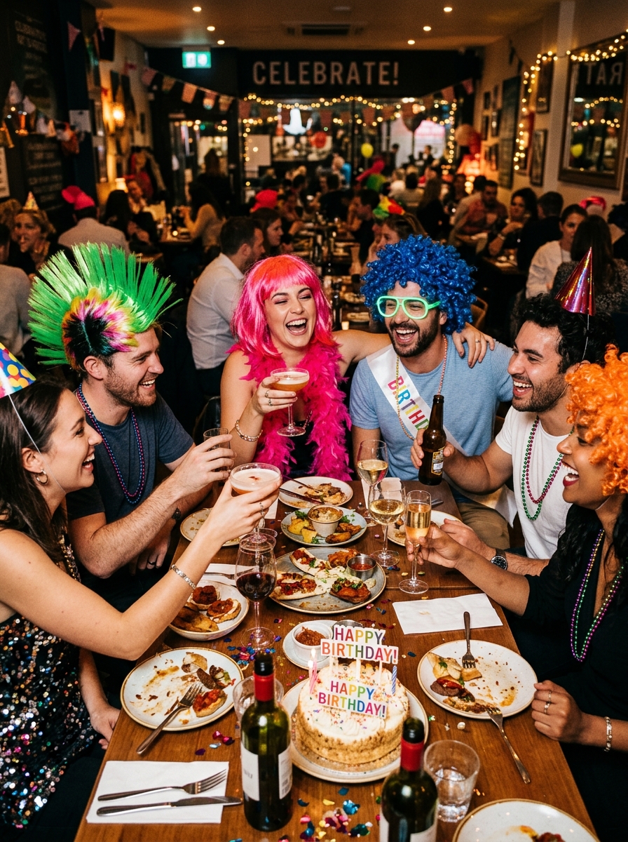 Friends birthday celebration and party feast
