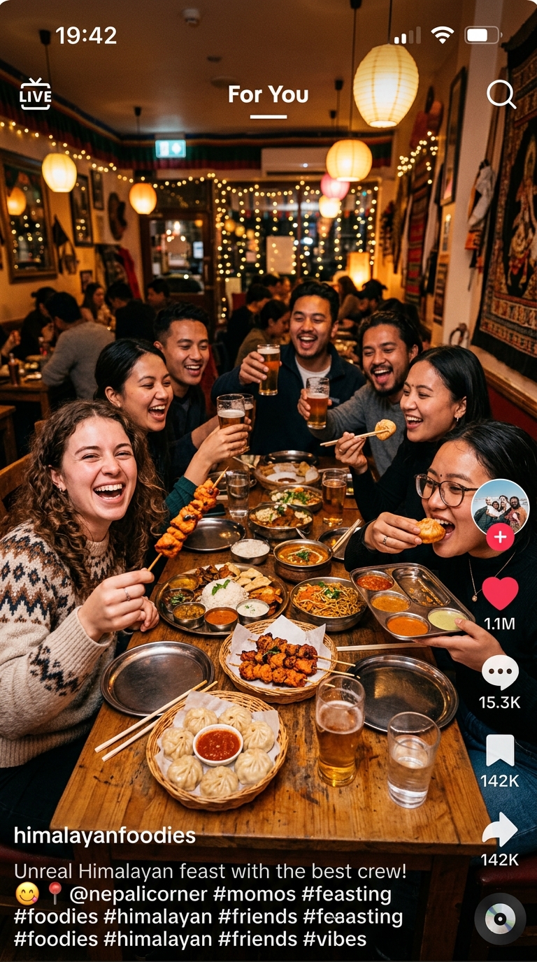 Friends celebrating feast at Niyukti Vansa